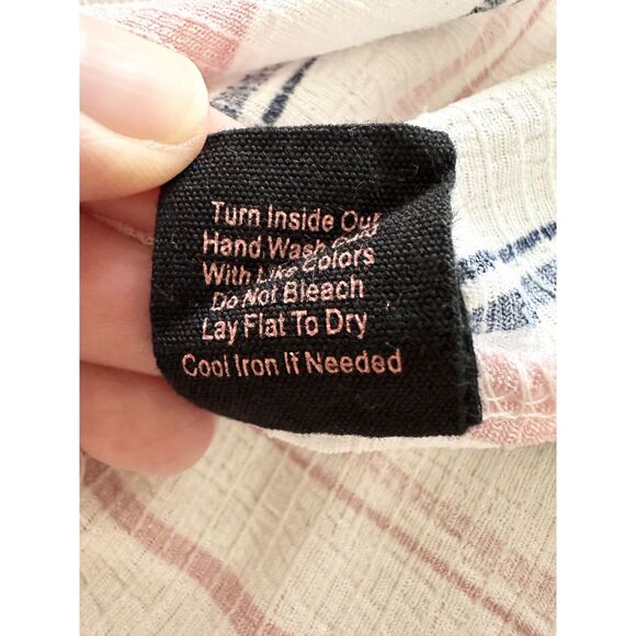 50th Street Shirt Women's Size SP Navy Pink Striped Short Sleeve V-Neck - Picture 5 of 11